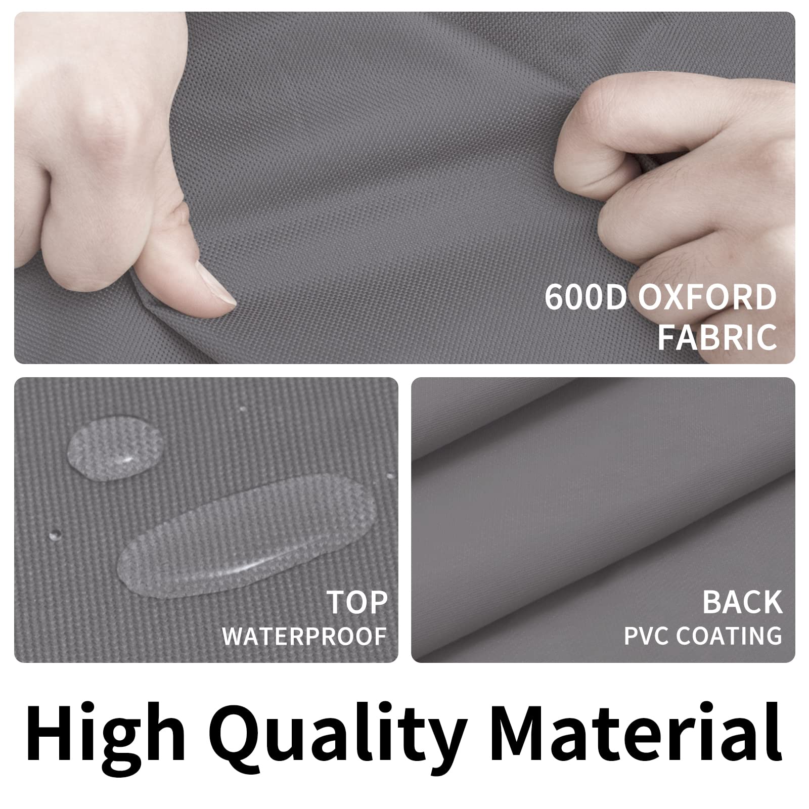 Easy-Going 600D Heavy Duty Round Patio Furniture Cover, Outdoor Table And Chair Set Cover, Waterproof Outdoor Sectional Furniture Set Cover (62'Diax 28'H, Grey)
