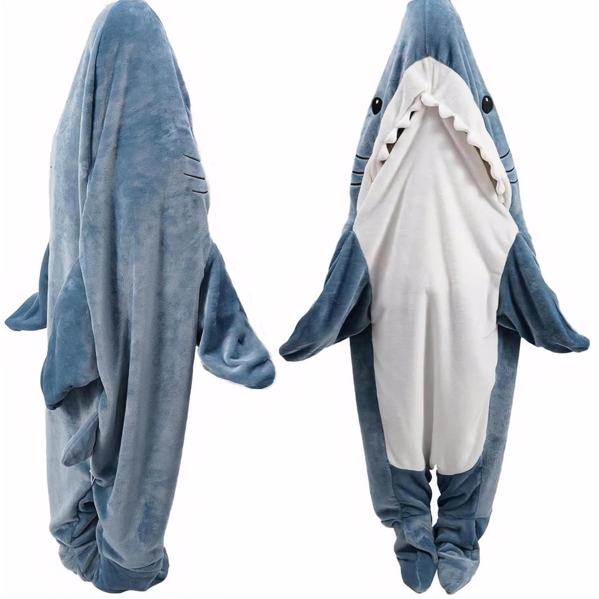 Ddmy Shark Blanket Cozy Blanket Hoodie, Xl Size Flannel Shark Onesie Wearable Blanket For Adult Cartoon Throw Blankets Cute Shar