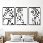 6 Pieces Black Metal Wall Decor Modern Minimalist Abstract Woman Wall Art Aesthetic Female Wall Sculpture Line Drawing Hanging A