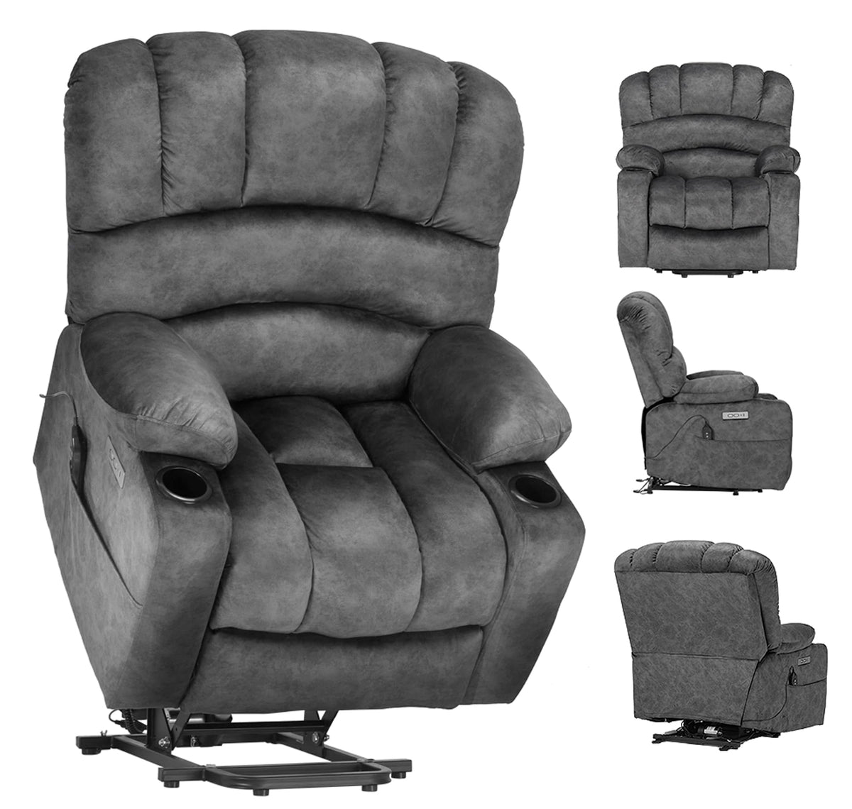 Duraspace Power Lift Recliner Electric Lift Massage Recliner Chairs With Heat, Large Shell Velvet Backrest Lift Chair Recliners