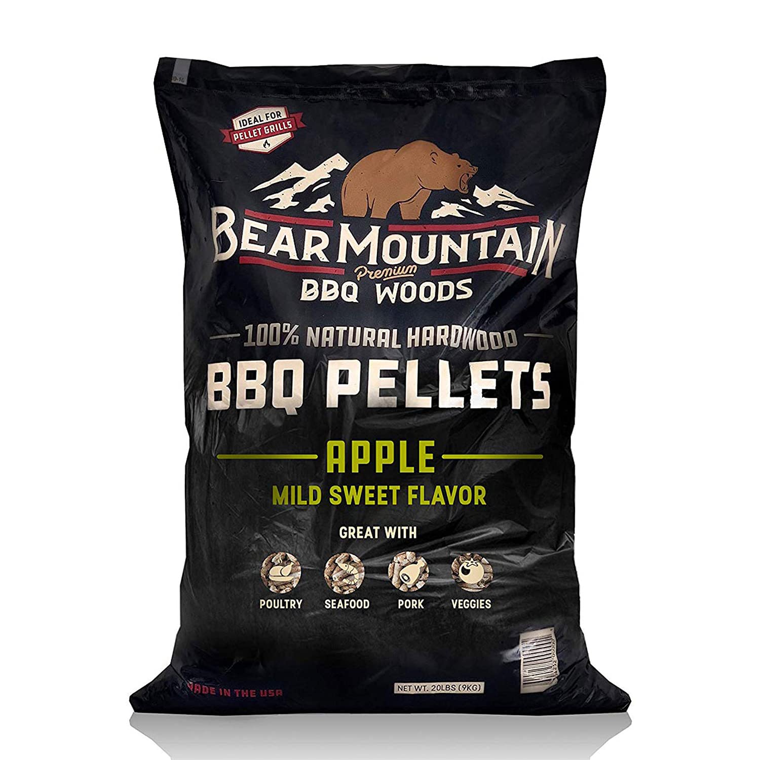 Bear Mountain Premium Bbq Woods Premium All Natural Hardwood Apple Smoker Pellets, 40 Pounds