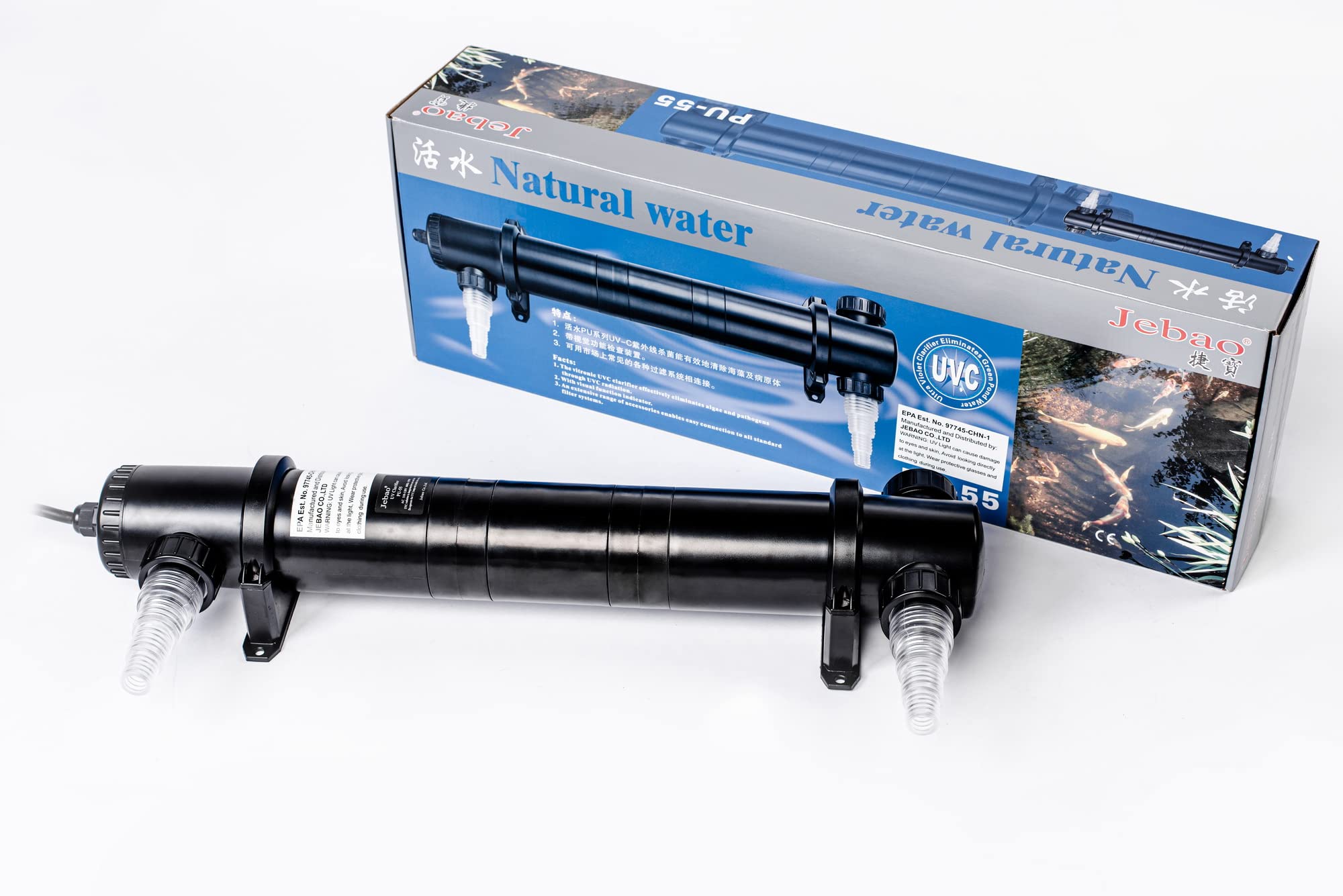 Jebao Pu-55 Pond And Aquarium Clarifier, 55-Watt, Black