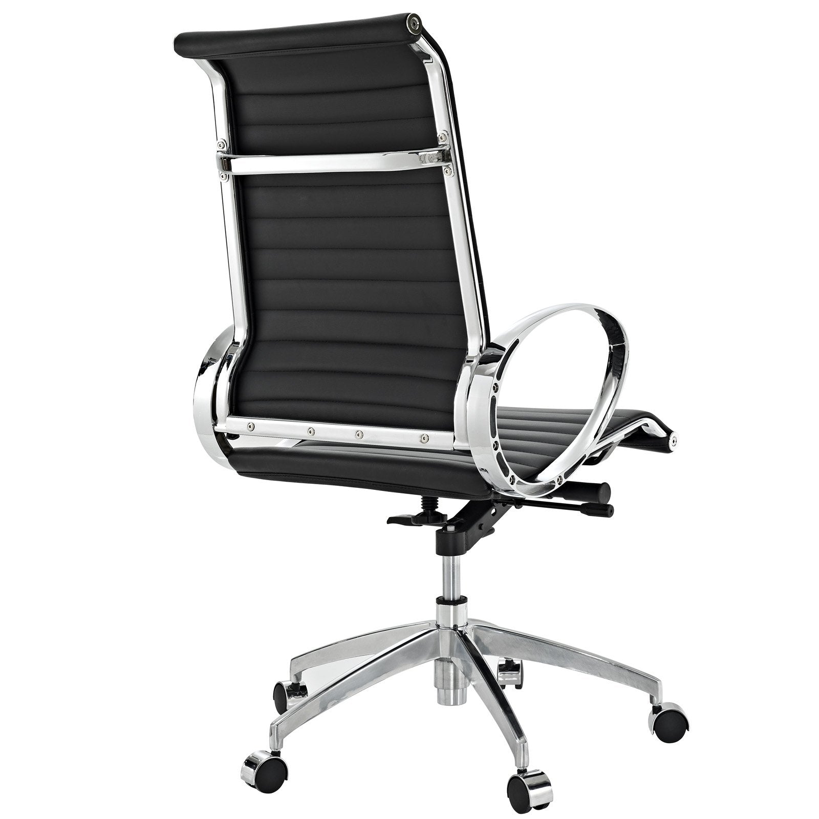 High Back Chair In Genuine Black Leather