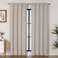 Lecloud Bessie Khaki Curtains for Living Room 84 Inches Long 2 Panels, Airy Privacy Light Filtering Curtain Drapes, Faux Linen T