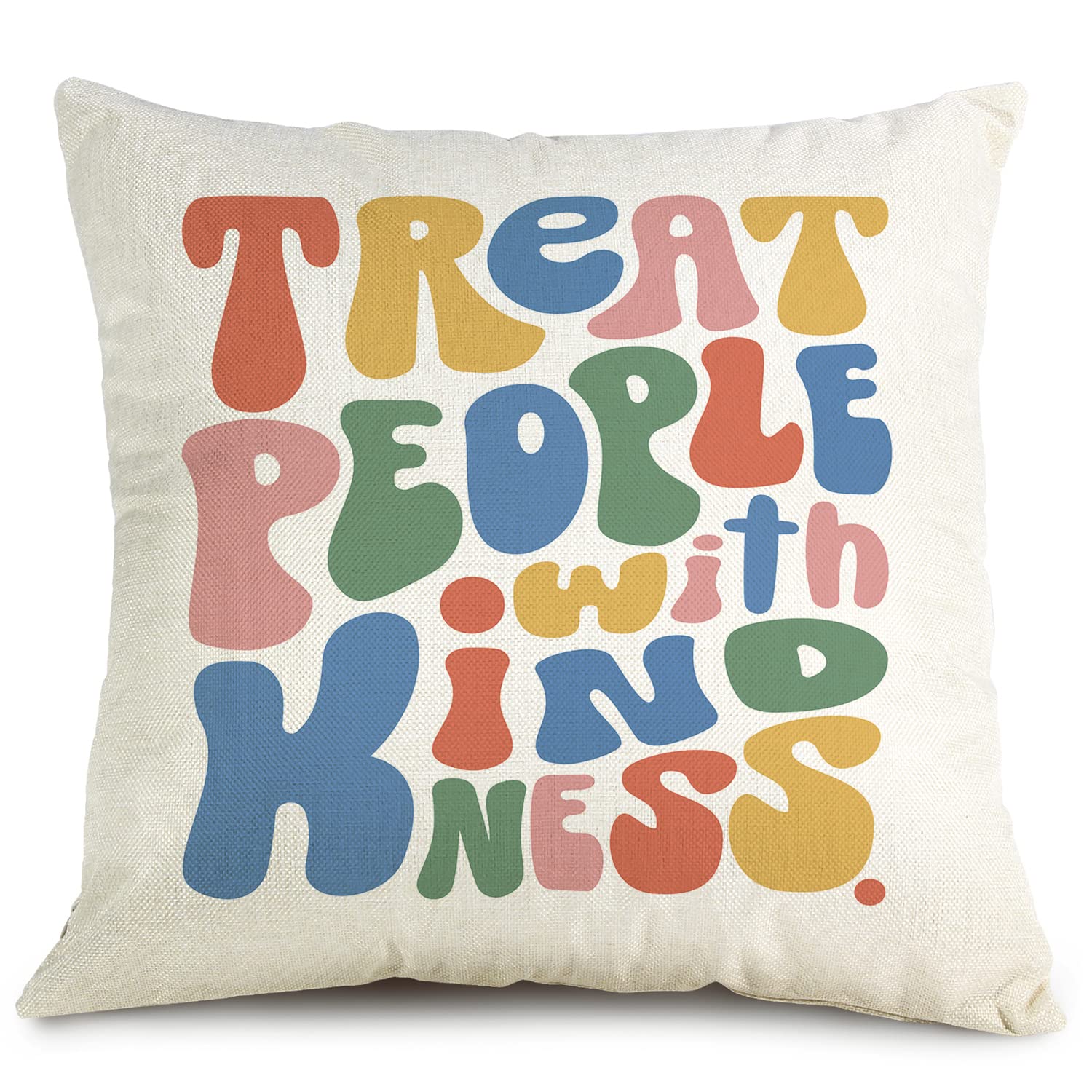Ouz Treat People With Kindness Pillow Case - Inspirational Quotes Throw Pillow Covers, Cute Pillow Cover, Teen, Girl Room Sofa B