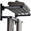 BOZWELL Bathroom Lavatory Towel Rack with Two Towel Bars,16-Inch(40cm) Towel Holder with Shelf BZ305-A (Matte Black)