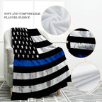 Jekeno Blue Line Police Blanket United States Police Flag Print Gifts For Men Boy Dad Husband Son Adult Home Bedroom Living Room