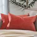 Juspurbet Coral Lumbar Velvet Throw Pillow Covers 16X24 Inch Set Of 2 For Living Room Couch Sofa Bedroom Decorative Rectangle So
