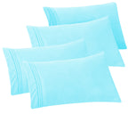 Elegant Comfort 4-Pack Solid Pillowcases 1500 Thread Count Egyptian Quality - Easy Care, Smooth Weave, Wrinkle And Stain Resistant, Easy Slip-On, 4-Piece Set, Standard/Queen Pillowcase, Aqua