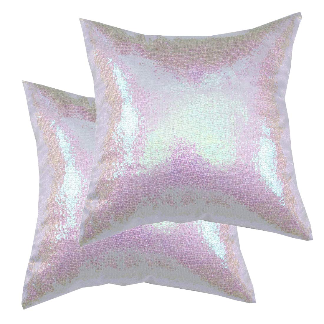 Poise3Ehome 18X18Inches Sequin Decorative Pillow Covers Satin Pillow Cases For Throw Pillow, Couch, Living Room, Christmas (Irid