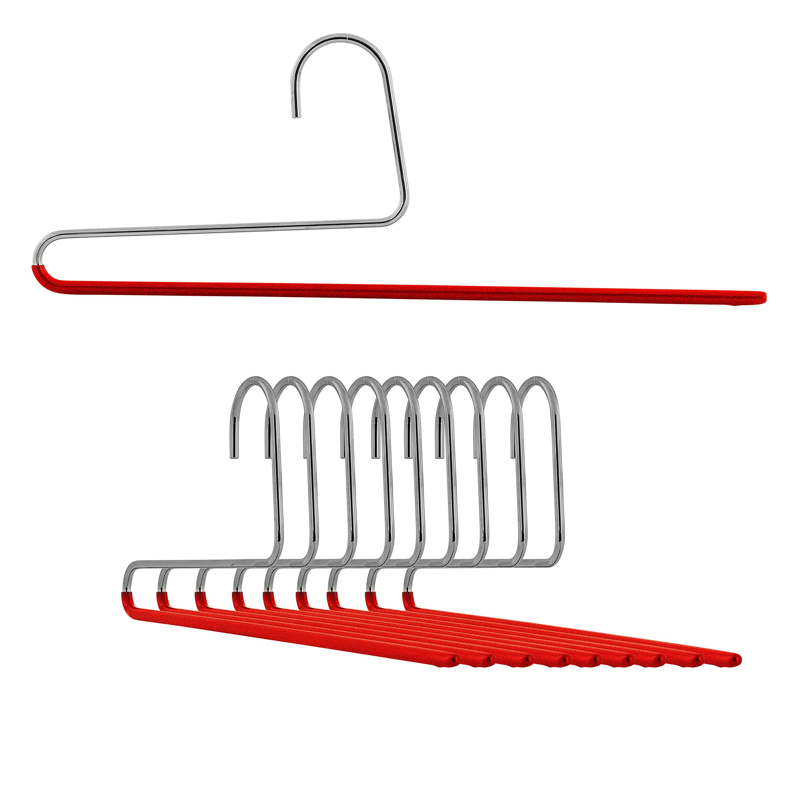 Mawa by Reston Lloyd Reverse Hook Trouser Series Non-Slip Space-Saving Clothes Hanger with Single Rod for Pants, Style KH/35U, S