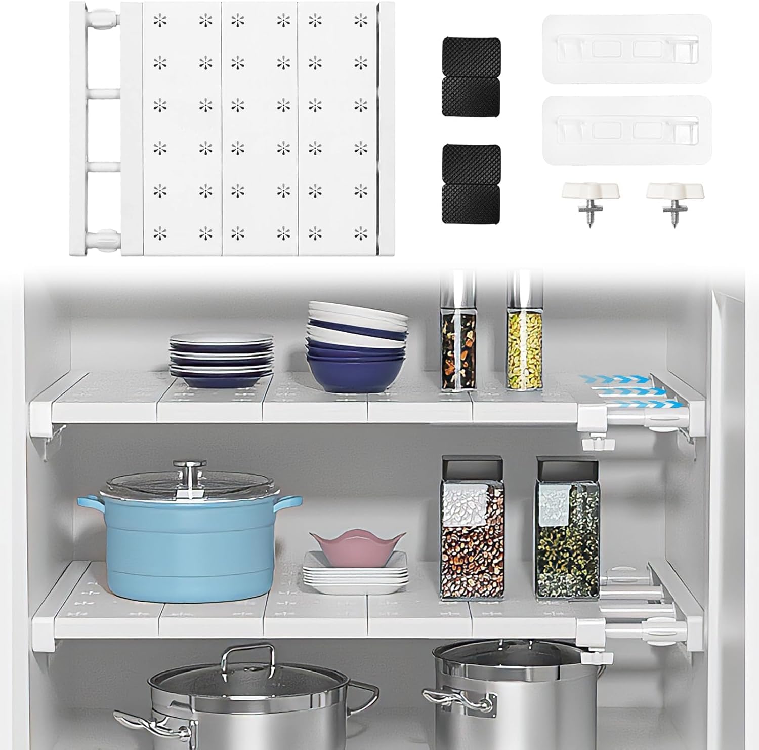 Whixant Closet Tension Shelf Rod, Expandable Pp Steel Closet Shelf With Strong Bearing Capacity For Cabinet Clothes Storage