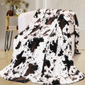Fleece Cow Print Throw, Super Soft Flannel Cozy Fuzzy Cow Blankets For Adults, Lightweight For Couch Sofa Bed Office, Throw Size