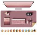 Ysagi Double-Sided Desk Pad, 31.5'X15.7'Leather Desk Mat, Eco Cork Desk Pad Protector,Large Mouse Pad,Waterproof Desk Blotter