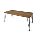 Christopher Knight Home Kama Patio Dining, Rectangular, 72', Acacia Wood Table Top, Rustic Iron Hairpin Legs, Teak Finish, Metal