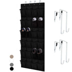 Home Genie Over The Door Hanging Shoe Organizer, 24 Breathable Mesh Pockets, Closet Rack Storage Holder, Stay In Place Hooks Hang On Closets, Hanger Holds Up To 40 Lbs For Shoes, Accessories, Black