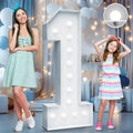 4FT Marquee Light Up Numbers - Cool White Light Up Numbers 1 with Fixed Water Bag, Party Decoration Large Marquee Light Up Numbe