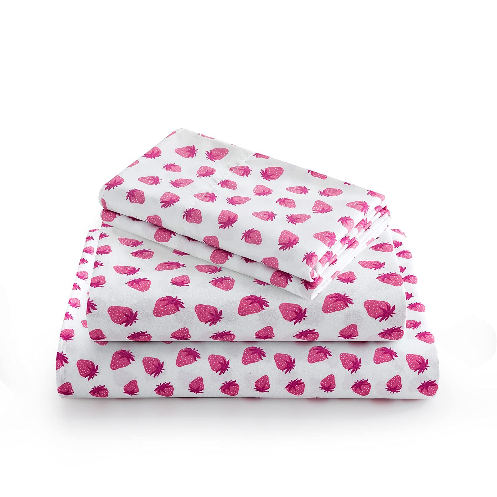 Vonty Kids Twin Xl Sheet Set Strawberry Brushed Microfiber Bed Sheet For Boys & Girls, Ultra Soft & Easy To Wash (1 Fitted Sheet