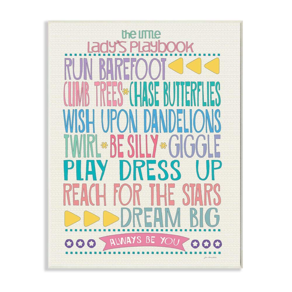 The Kids Room by Stupell Typography Art Wall Plaque, The Little Lady's Playbook, 11 x 0.5 x 15, Proudly Made in USA