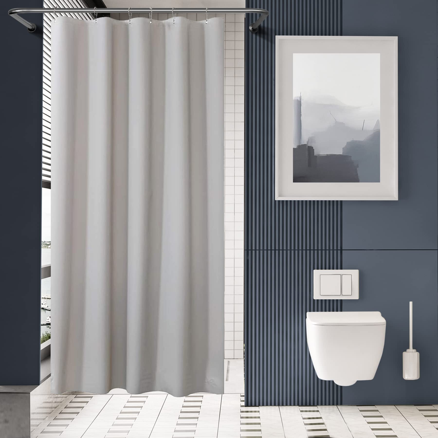 Amazerbath Stall Shower Curtain 36X72, Stand Up Shower Curtain Plastic, Heavy Duty Shower Curtain Small, Grey Shower Curtain For