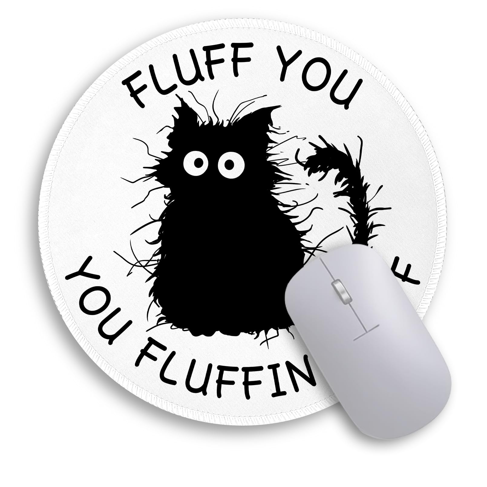 Immaturus Black Cat Mouse Pad, Cute Funny Small Mouse Pads For Desk, Round Mousepad For Wireless Mouse Gaming Work Laptop, Mini