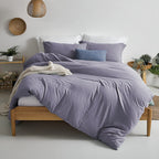 Mildly Super Soft Duvet Cover - 100% Washed Microfiber Grayish Lavender Comforter Cover Set 3 Pieces With Zipper Closure & Corne