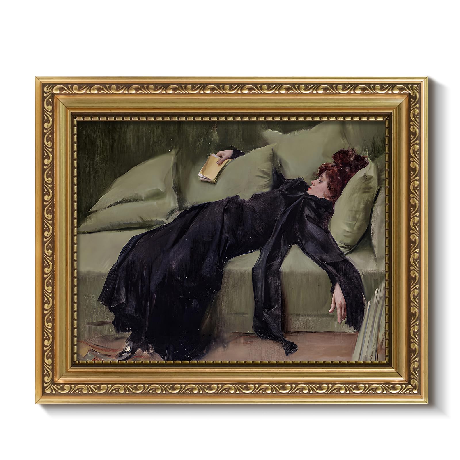 ARPEOTCY Vintage Gold Framed Wall Art, Classical Trendy Woman Gallery Paintings, 8x10 inch Small Victorian Farmhouse Canvas Prin