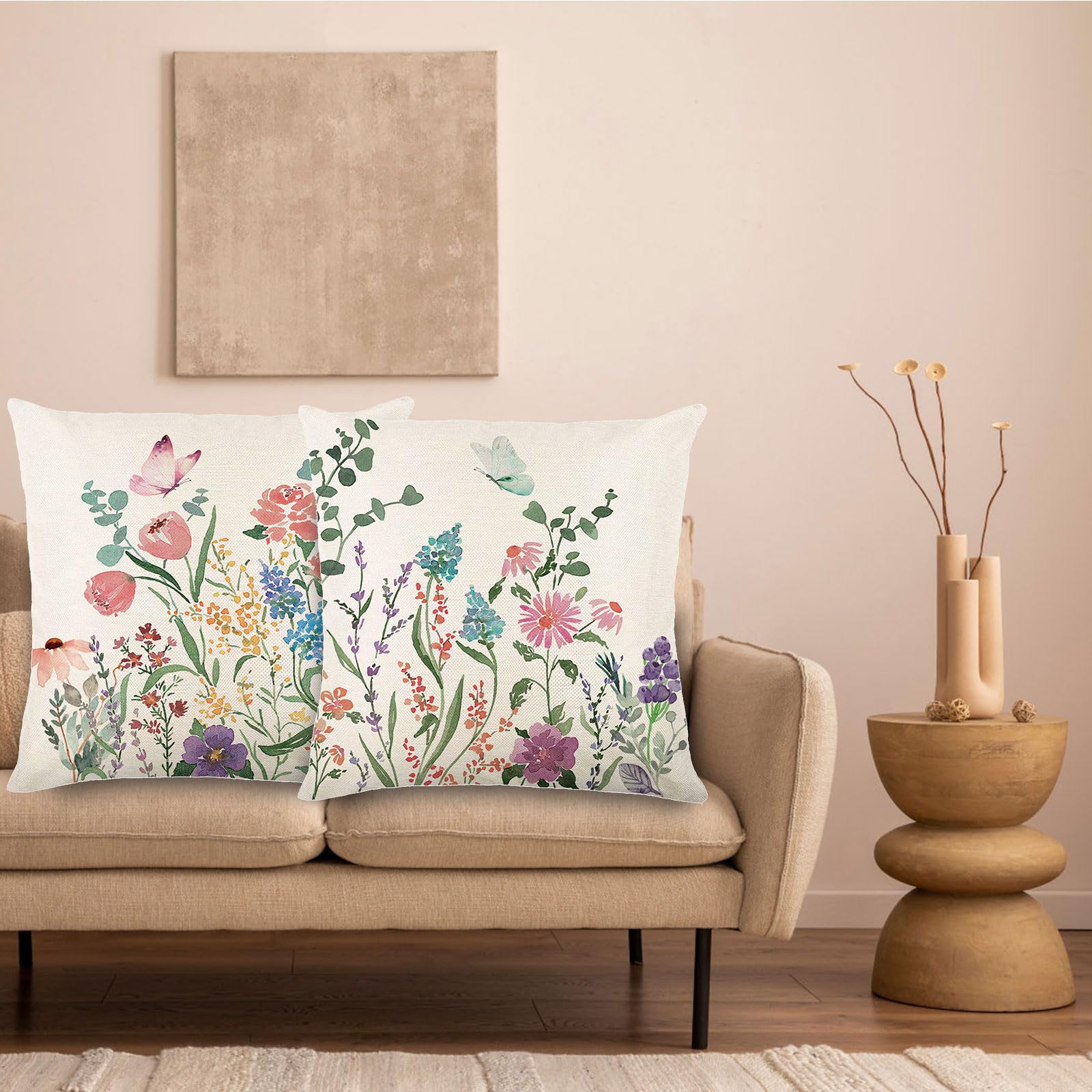 Onfaon Spring Decorations For Home - Spring Pillow Covers 18X18, Outdoor Pillow Covers Spring Farmhouse Throw Pillow Cover Garde