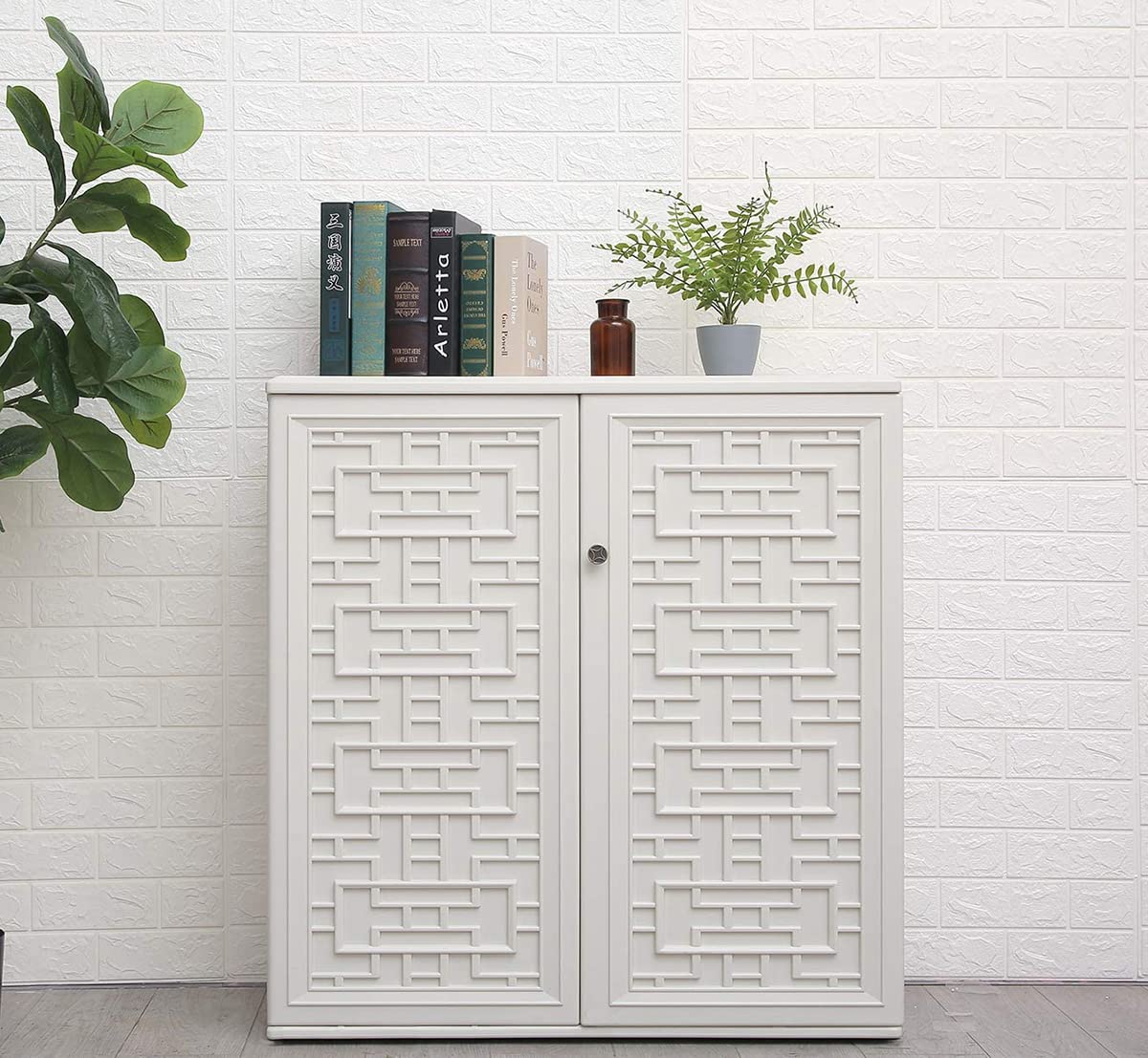 Kinying Outdoor Storage Cabinet Waterproof With Doors, 60 Gallon Resin Deck Box For Patio Furniture Cushions, Garden Tools, Pool