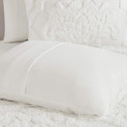 Madison Park Tufted Chenille Cotton Comforter, All Season Bedding Set, Matching Shams, Viola, Damask Off White King/Cal King(104'X92') 3 Piece