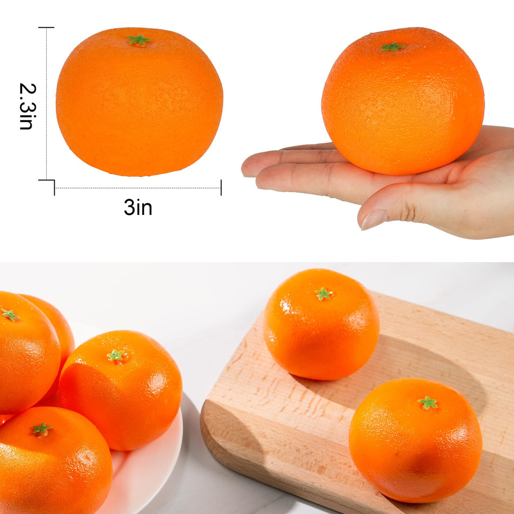 Haksen 12 Pcs Fake Oranges, Artificial Fruits For Decoration Lifelike Fake Fruit Faux Oranges For Home Kitchen Cabinet Decor Pho