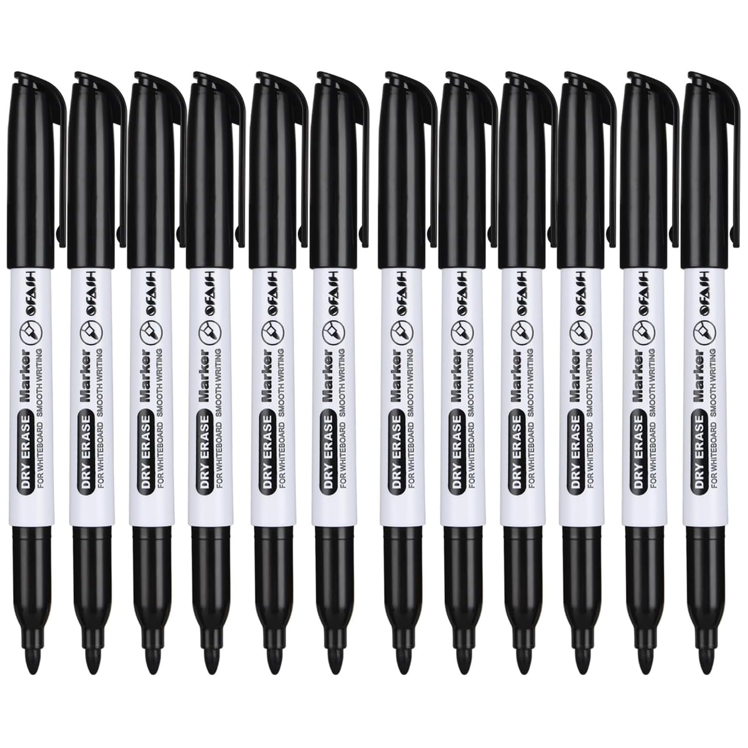 Sfaih Dry Erase Markers Fine Tip - 12 Pack Whiteboard Markers Dry Erase For Kids Adult Low Odor, Black Dry Erase Markers Fine Po
