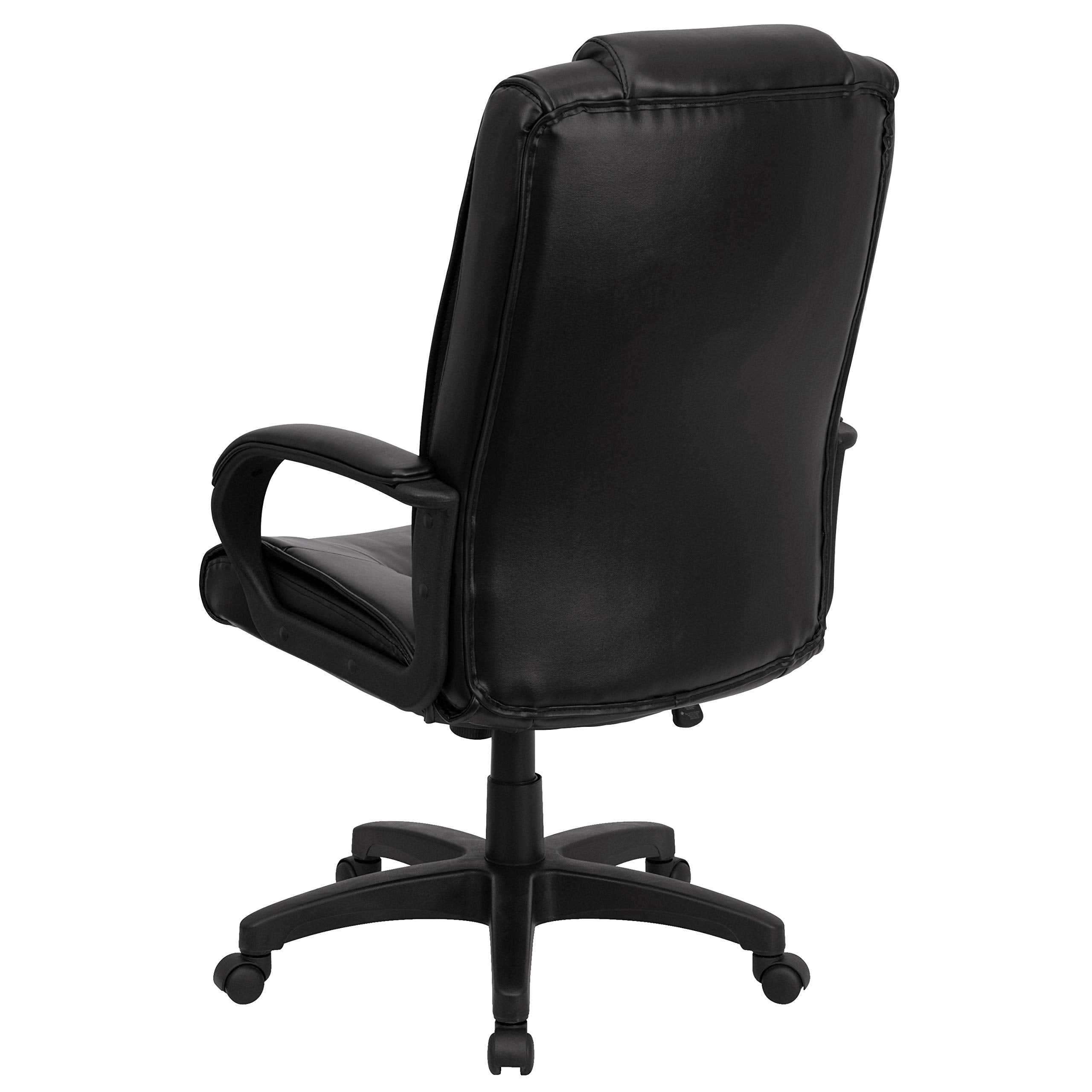 Flash Furniture Jessica High Back Black LeatherSoft Executive Swivel Office Chair with Oversized Headrest and Arms