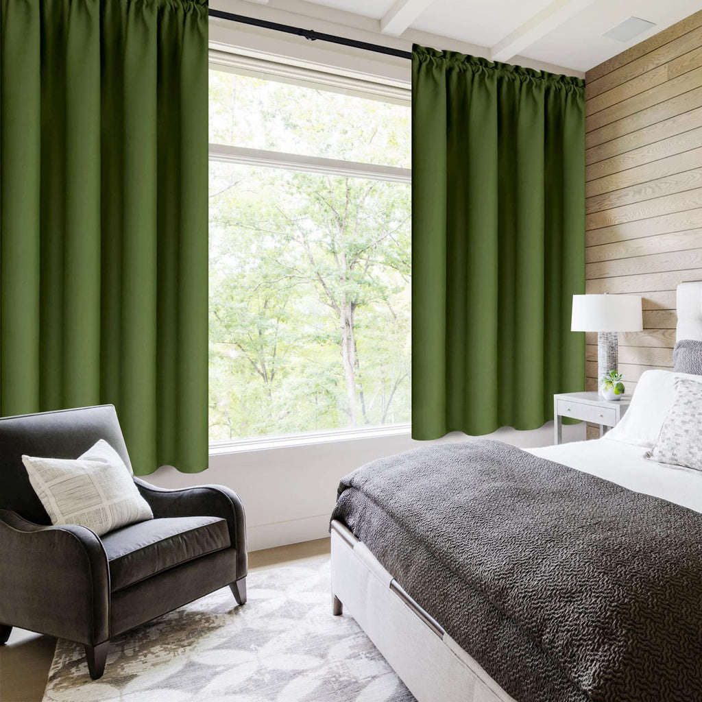 Dwcn Christmas Olive Green Room Darkening Blackout Curtains - Thermal Insulated Privacy Energy Saving Window Curtain Drapes 38 X