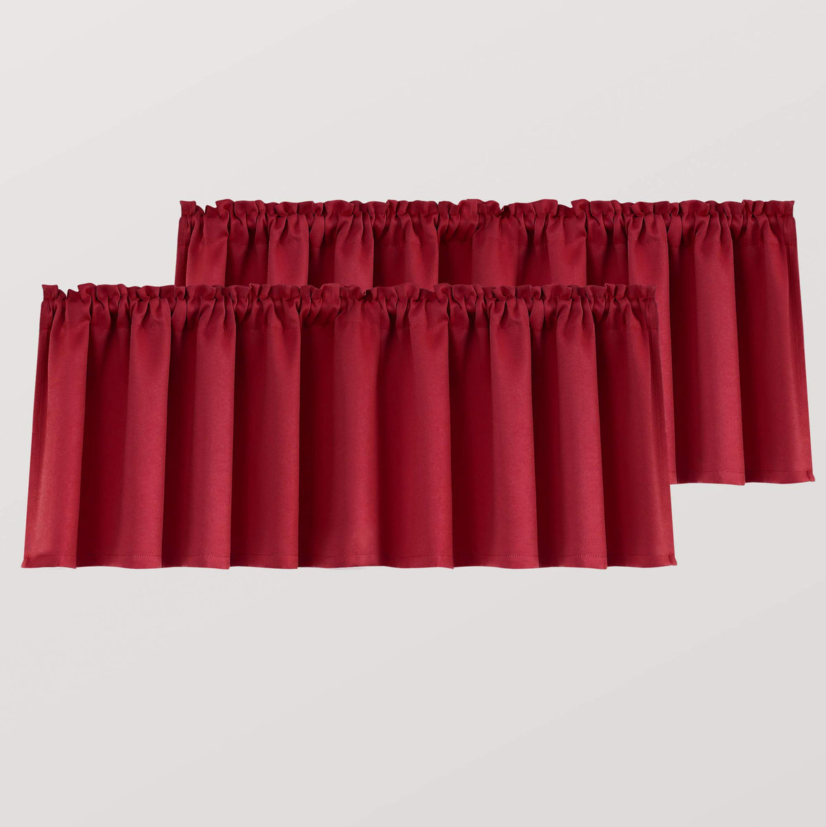 Mrs.Naturall Red Kitchen Valances 2 Pack Rod Pocket Blackout Insulated Thermal Room Darkening Short Curtain Valances for Living 