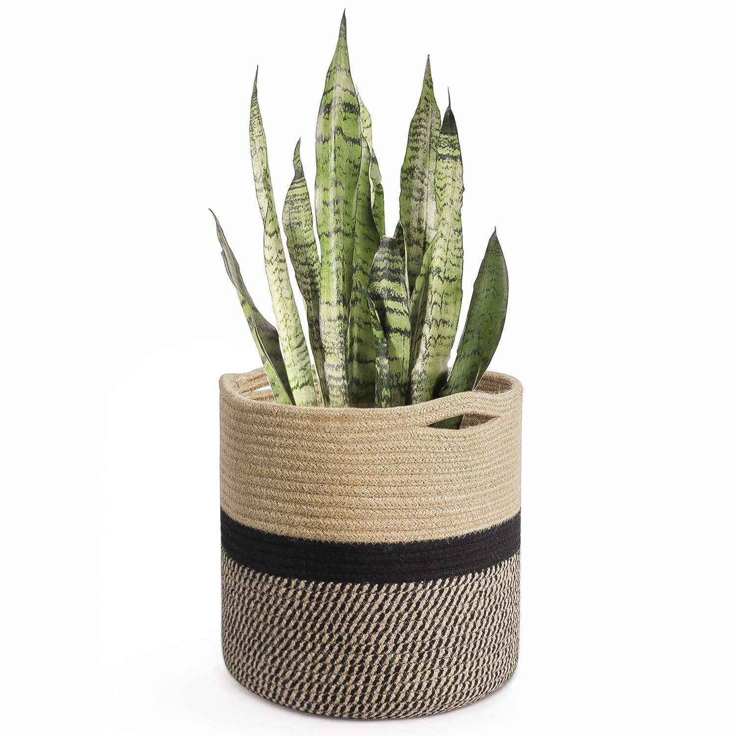 Timeyard Sturdy Jute Rope Plant Basket Modern Woven Basket For 10' Flower Pot Floor Indoor Planters, 11 X 11 Storage Organizer