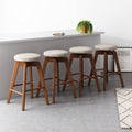 Nathan James Amalia Backless Kitchen Counter Height Bar Stool, Solid Wood with 360 Swivel Seat Antique Coffee/Natural Wheat, Set