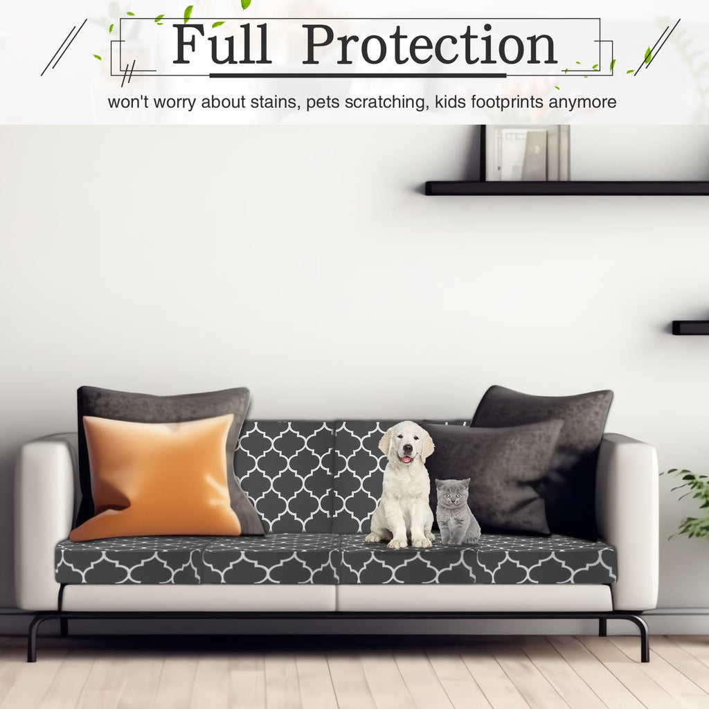 Newwiee 12 Pcs Patio Stretch Sofa Cushion Covers Outdoor Cushion Cover Replacement Couch Slipcover Sofa Seat Cover Flexibility Chair Cushion Cover Porch Patio Furniture Protector (Dark Gray,Plaid)