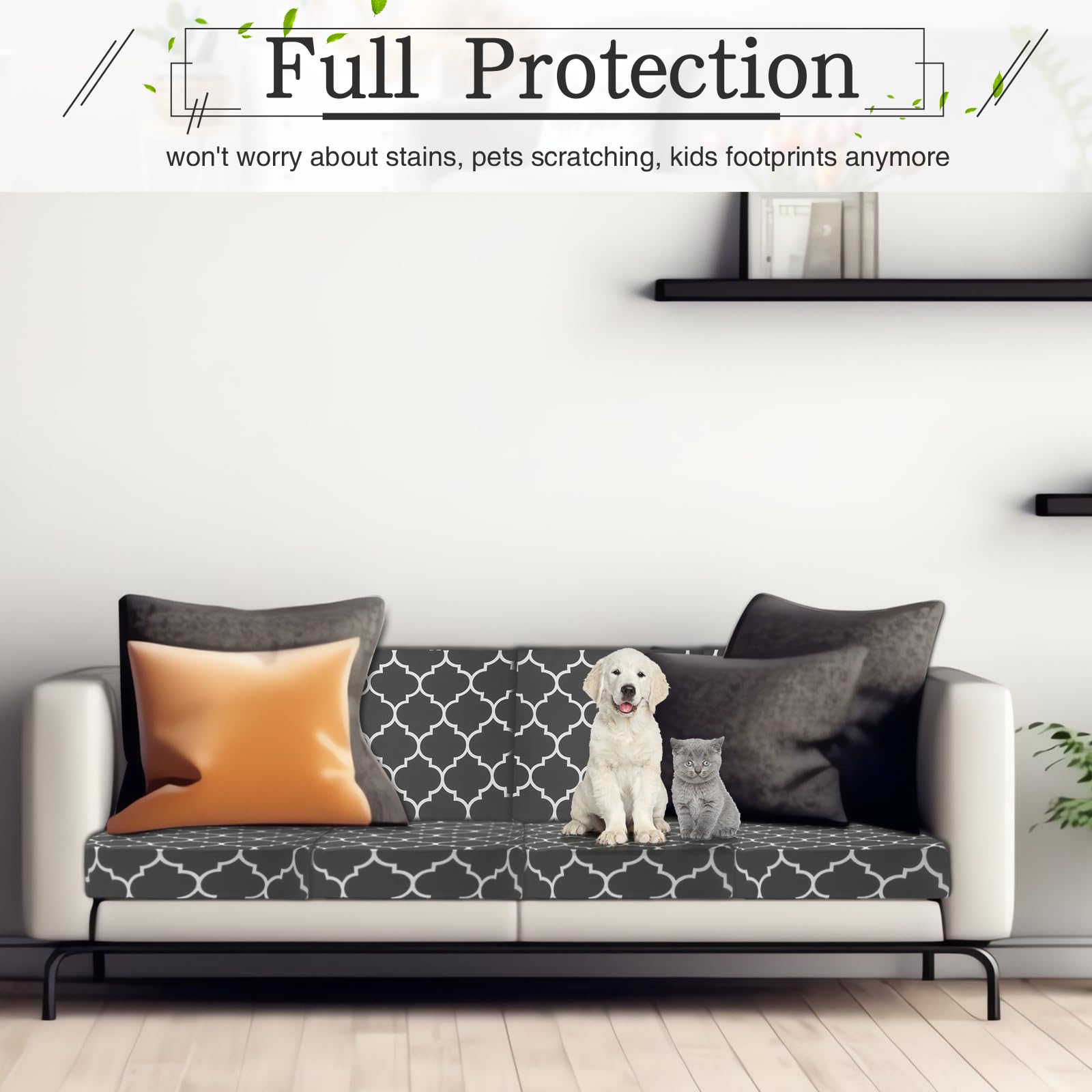 Newwiee 12 Pcs Patio Stretch Sofa Cushion Covers Outdoor Cushion Cover Replacement Couch Slipcover Sofa Seat Cover Flexibility Chair Cushion Cover Porch Patio Furniture Protector (Dark Gray,Plaid)