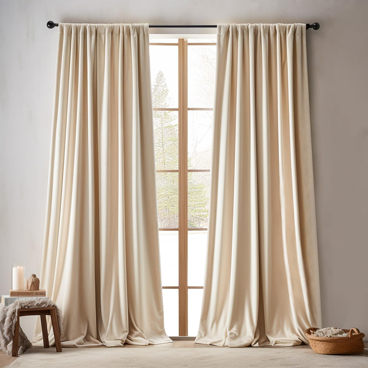Jinchan Velvet Curtains For Living Room, Thermal Insulated Luxury Curtains For Bedroom 108 Inch Long, Stylish Soft Extra Long Dr