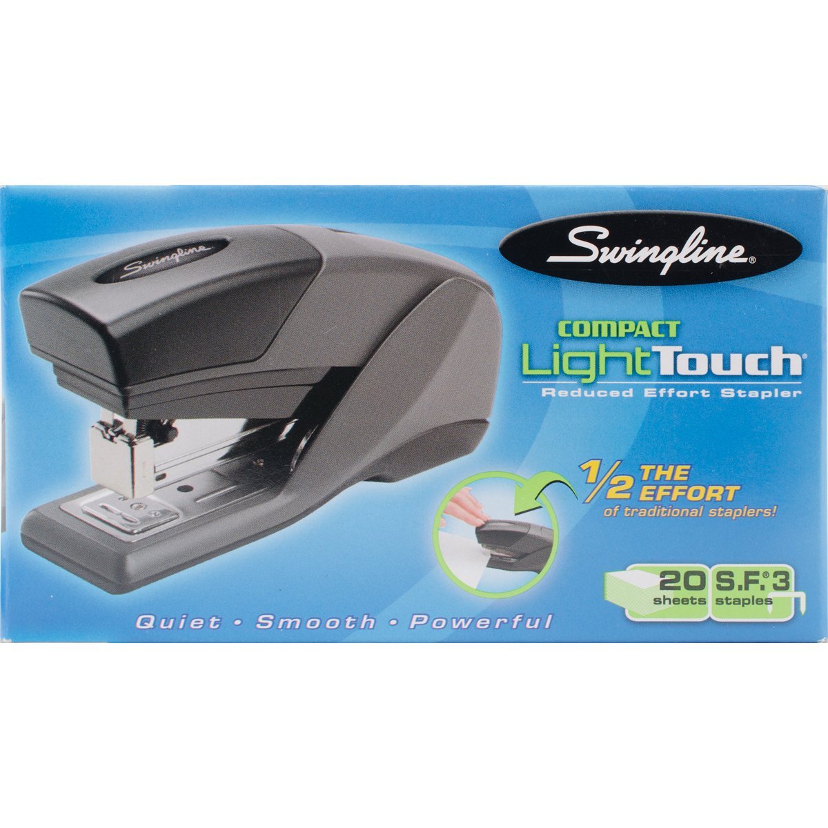 Swingline Reduced Effort Stapler, 20 Sheet, 2 In., Black, S7066412