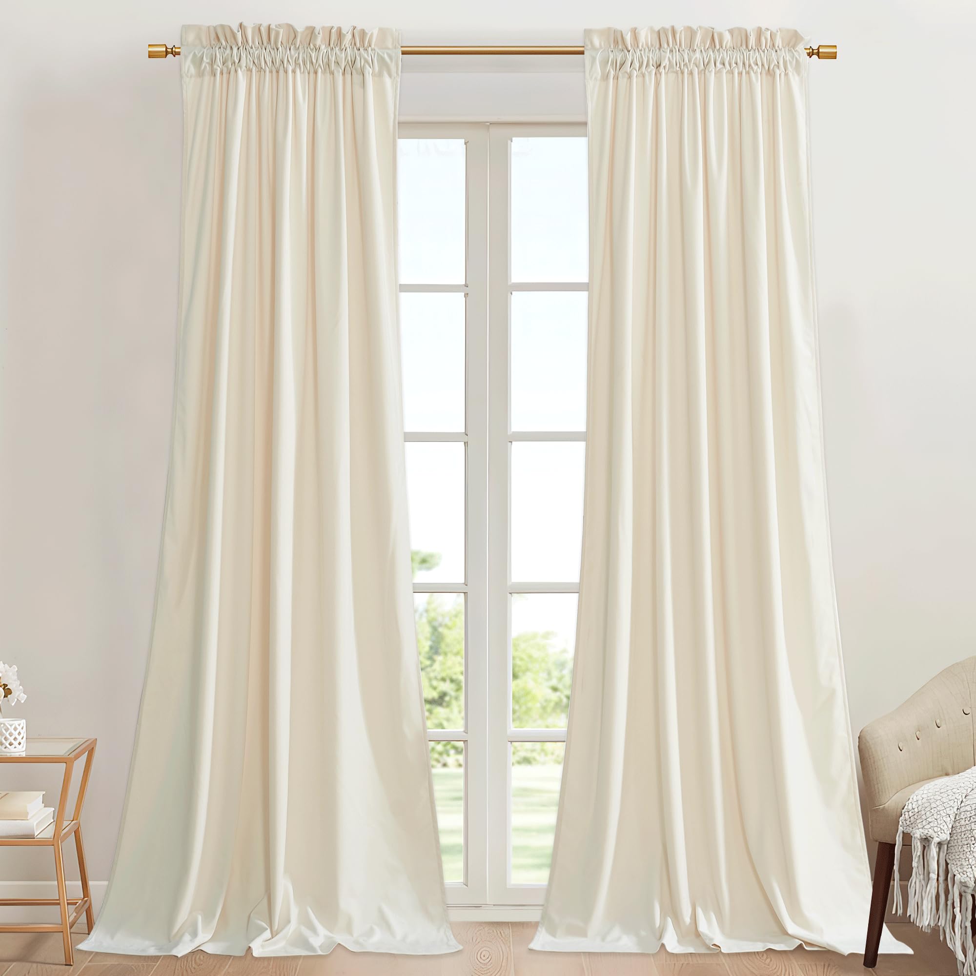Stangh Ivory White Velvet Curtains 42 X 84 Inches Bedroom Elegant Home Decor Light Reducing Privacy Window Panels For Wedding/Li