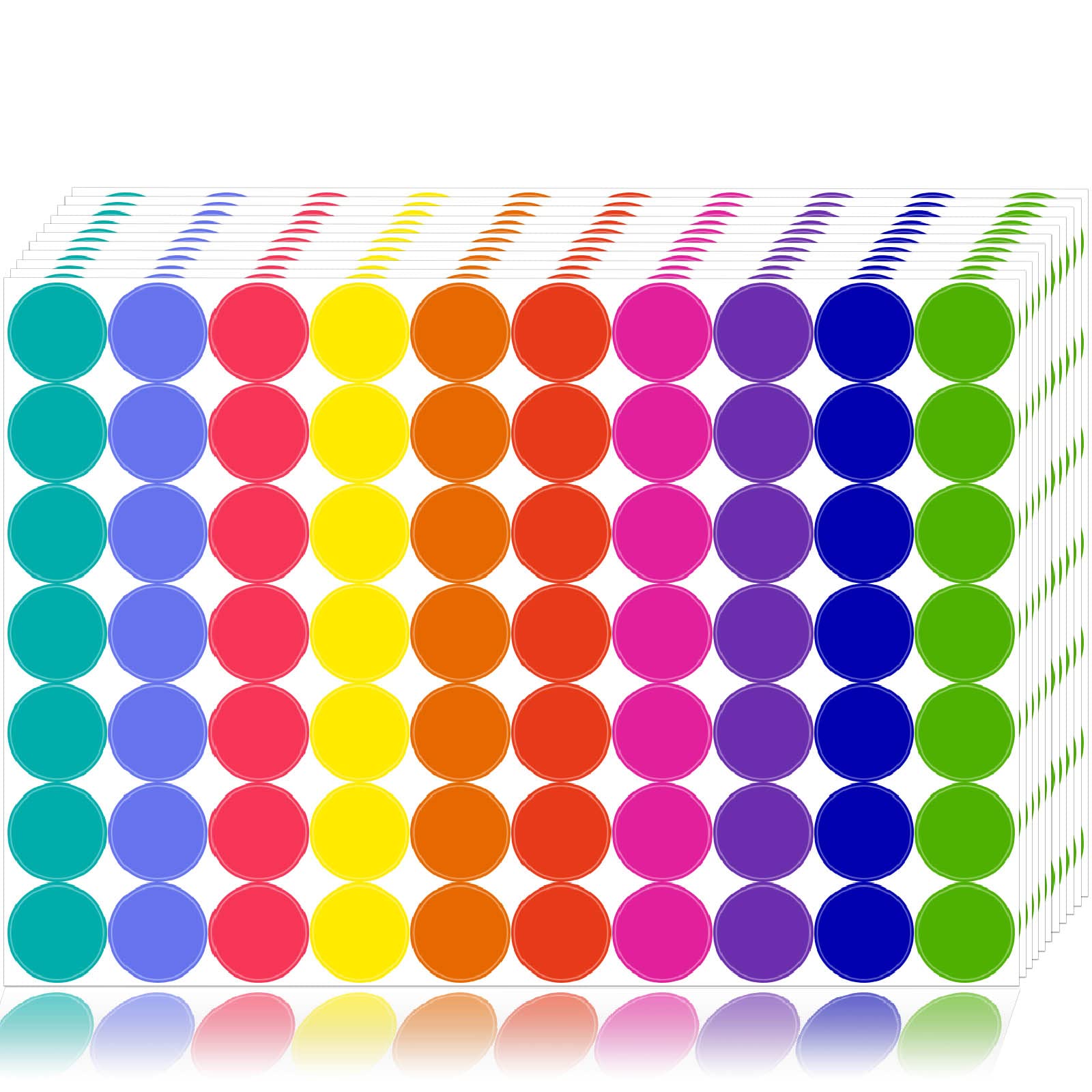 1400 Pcs Colored Dot Stickers Round Color Coding Labels Polka Circle Dot Label Sticker For Office,Classroom,Papers Etc