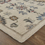 HomeRoots 514819 9 x 12 ft. Ivory Blue & Tan Wool Floral Hand Tufted Handmade Stain Resistant Rectangle Area Rug