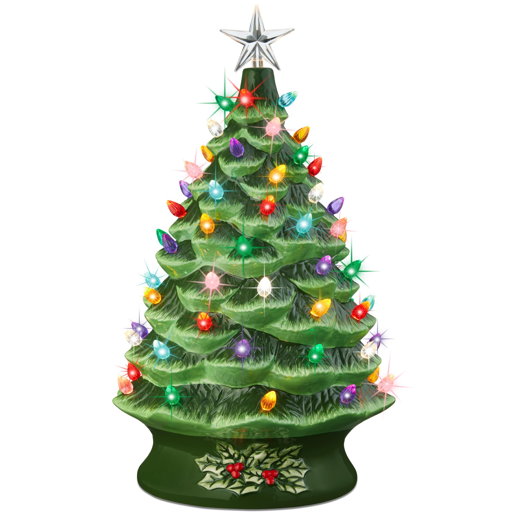 Best Choice Products 24in Extra Large Ceramic Christmas Tree, Pre-Lit Hand-Painted Tabletop XL Indoor Holiday Tree, 74 Multicolo