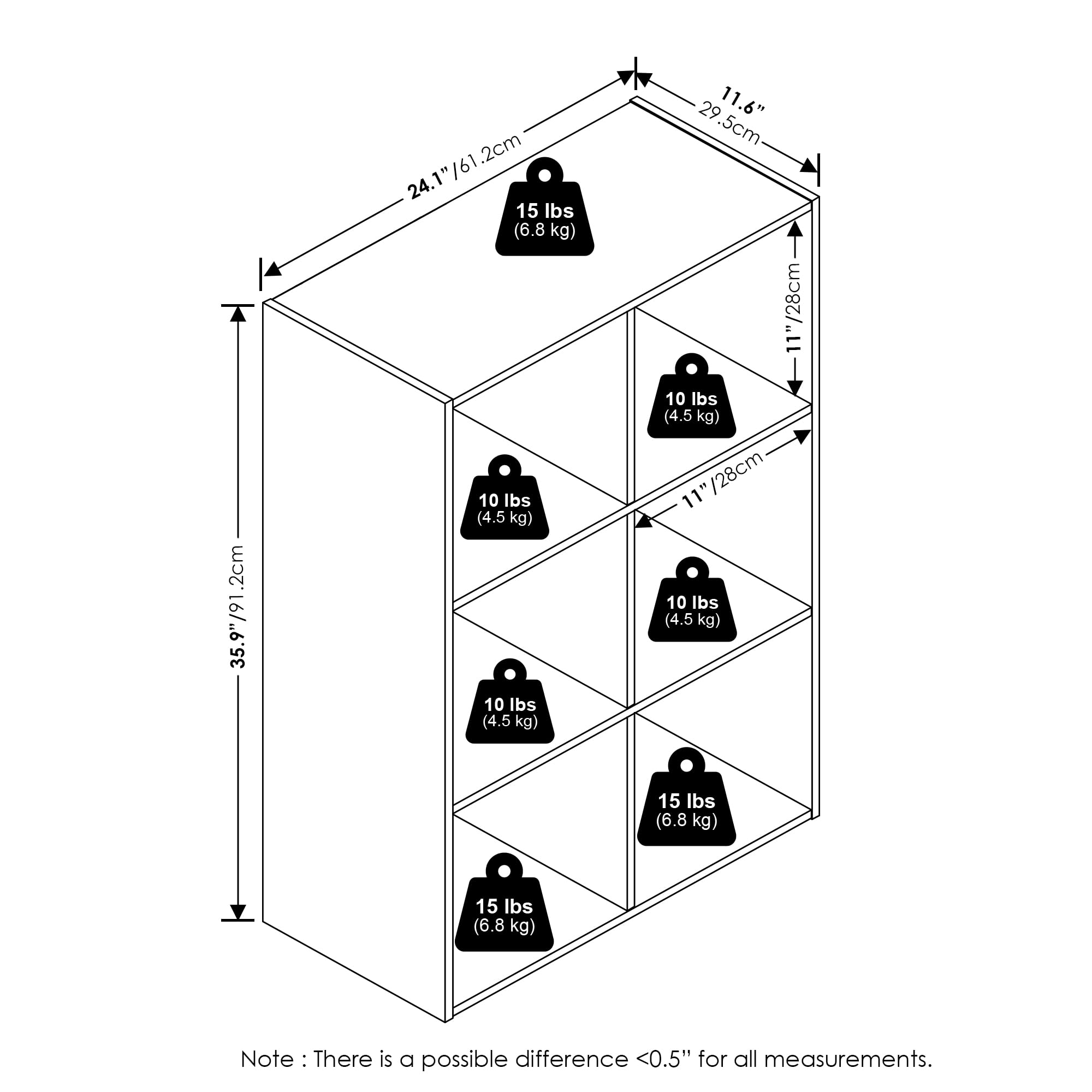 Furinno Pelli Cubic Multipurpose Clothing & Closet Storage Organizer Shelf, 6-Cube, Espresso