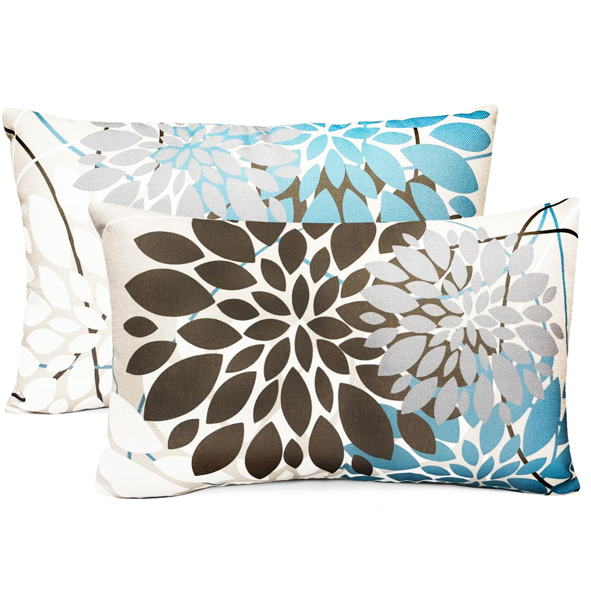 Brown Blue Decorative Throw Pillow Covers 12X20 Inch Pillow Covers For Couch Living Room Bedroom Outdoor.Modern Sofa Throw Pillo