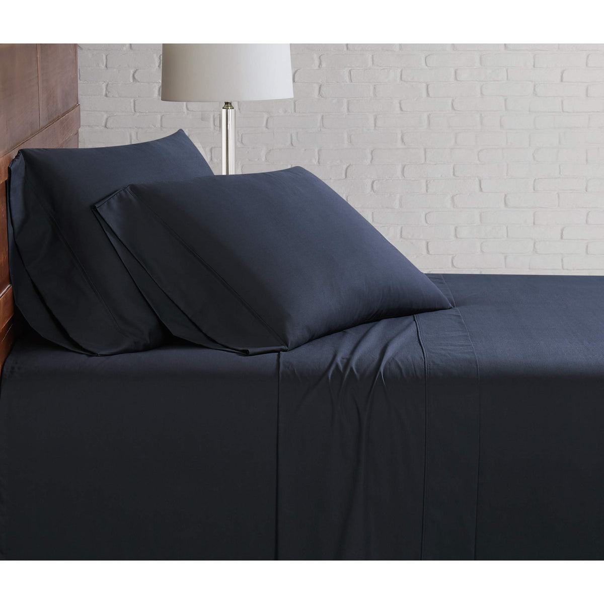 Brooklyn Loom Solid Cotton Percale Sheet Set, Twin Xl, Black