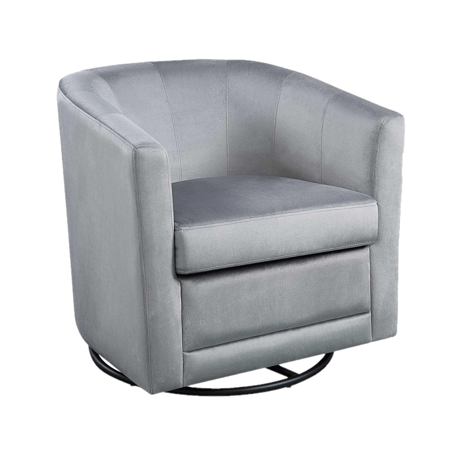 4D Concepts Kappa Swivel Chair, Mid Gray Velvet/Black Base