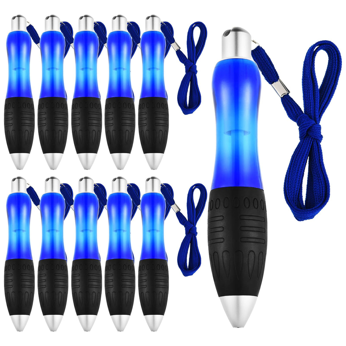 Jetec 10 Pieces Big Fat Pens Heavy Weighted Pens Short Ballpoint Pens 0.7Mm Blue Body Pens With Hanging Rope Large Wide Grip Pen